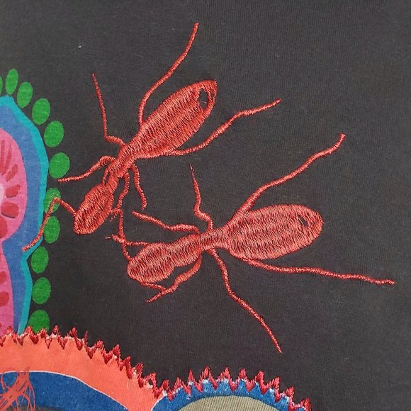 Desigual Womens JOHANNA Cotton Jersey Dress Colorful Print  Embroidered Ants M - Picture 5 of 13